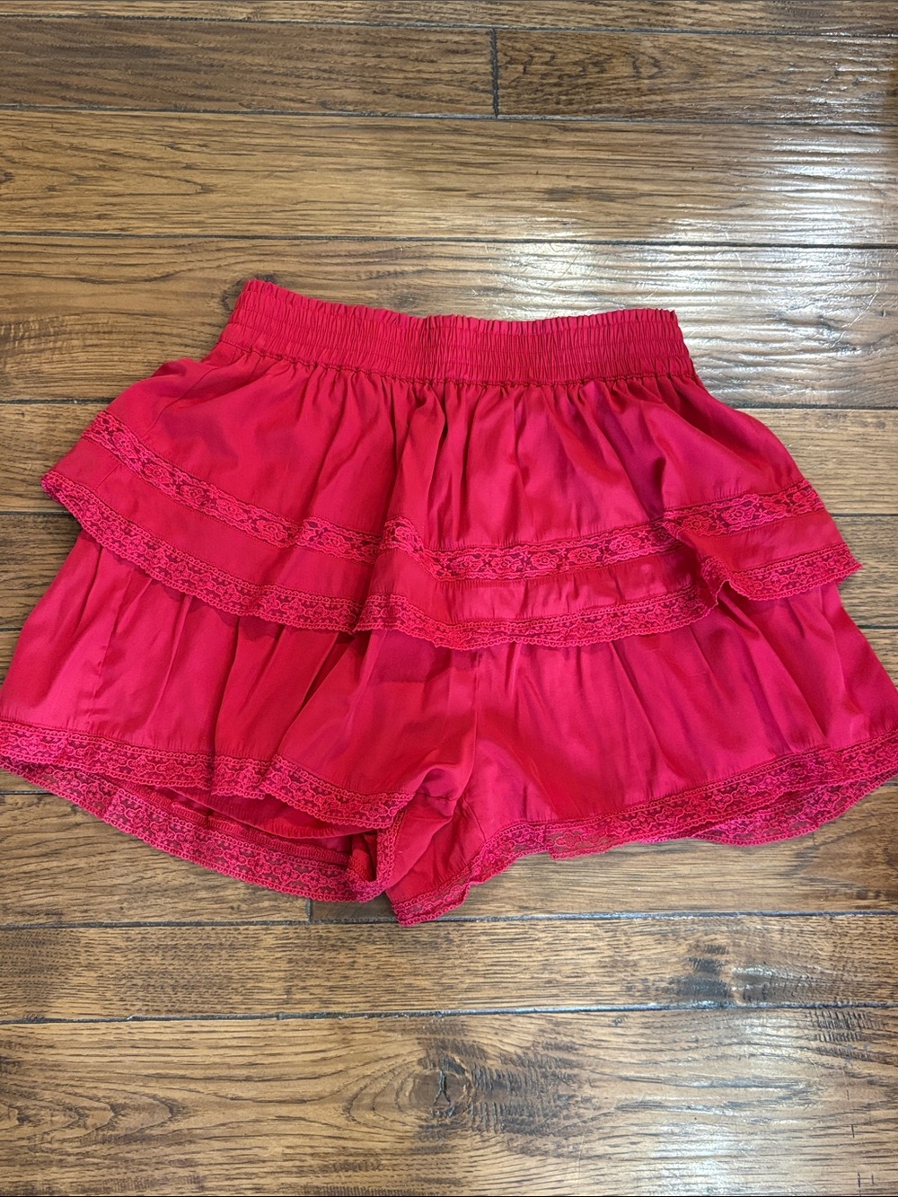 Ruffled Layered Skort in Bright Red